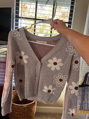 Floral Button-Up Cardigan Sweater